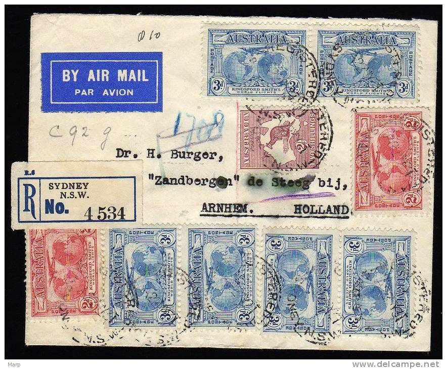 Registered Flightcover Australia/Netherlands Indies 1931 With Kagaroo And Airmailstamps (a Beauty) - Erst- U. Sonderflugbriefe