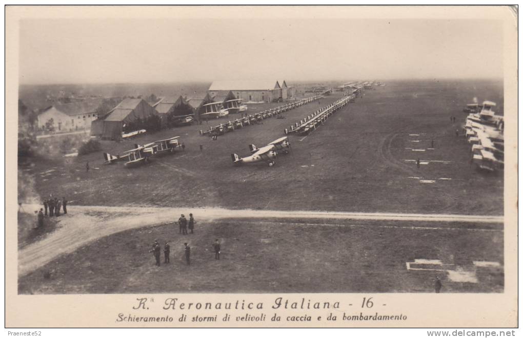 Roma Centocelle-r.aeronautica Italiana Aviazione-schiramento Di Stormi Di Velivoli Da Caccia -foto Cartolina - Luchtvaart