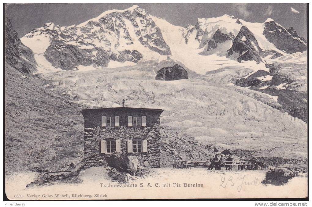 CPA - (Suisse) Tschiervahutte S.A.C. Mit Piz Bernina - Tschierv