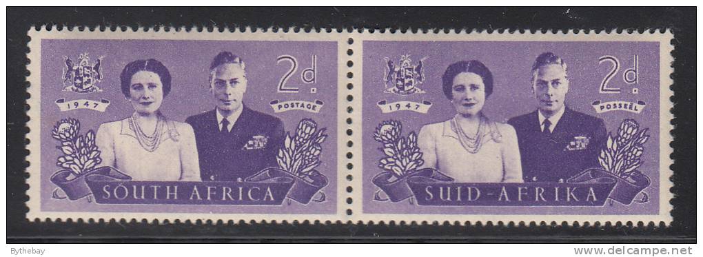 South Africa MH Scott #104 2p King George VI, Queen Elizabeth 9 Dots In Left Flower Horizontal Pair - Ungebraucht