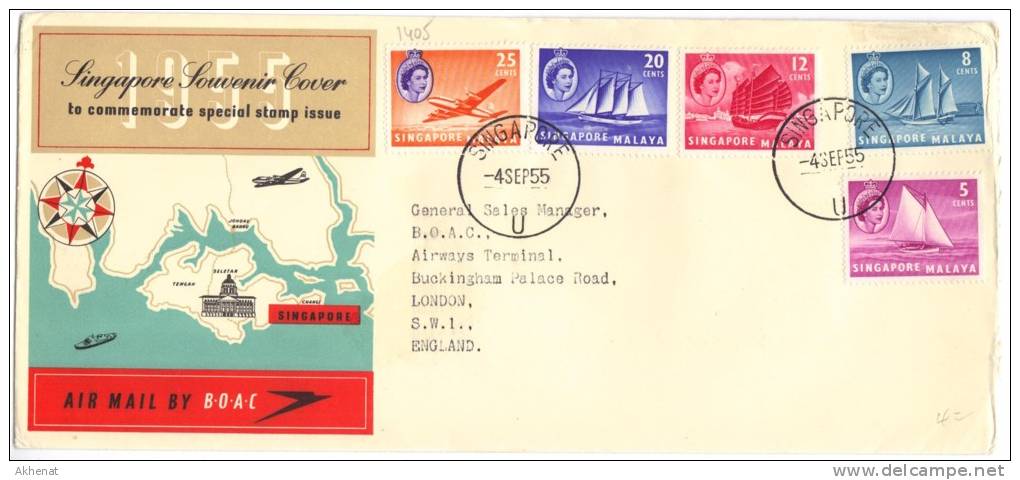 TZ1405 - SINGAPORE , Lettera BOAC Del 4 Settembre 1955 - Singapore (...-1959)