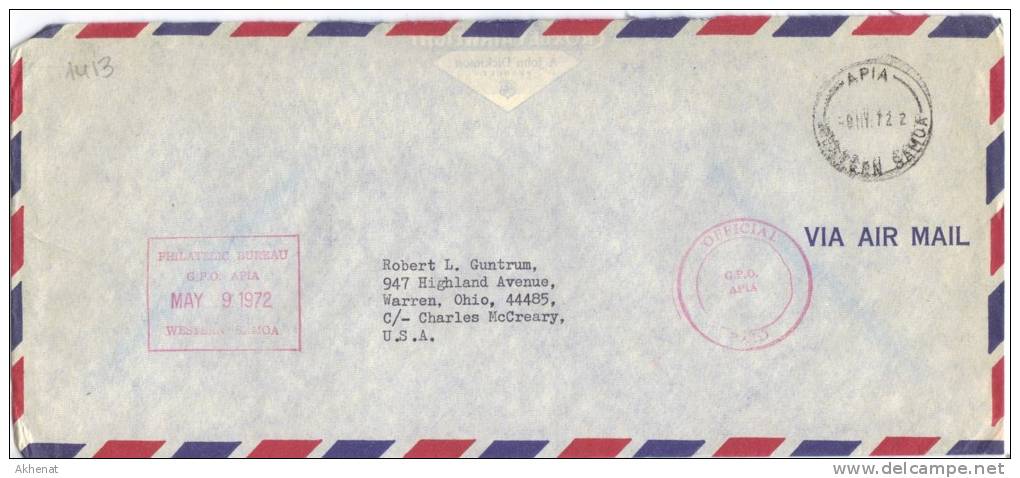 TZ1413 - SAMOA 9/5/1972 , Lettera In Franchigia Per Gli USA - Samoa (Staat)