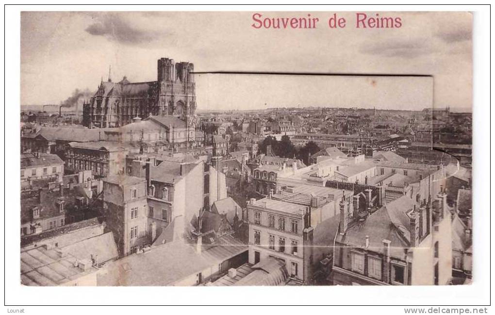 51 REIMS :  Carte à Systéme - Souvenir - 12 Vues (la Gare, Le Square .....) (état : Pliée à Gauche) - Reims