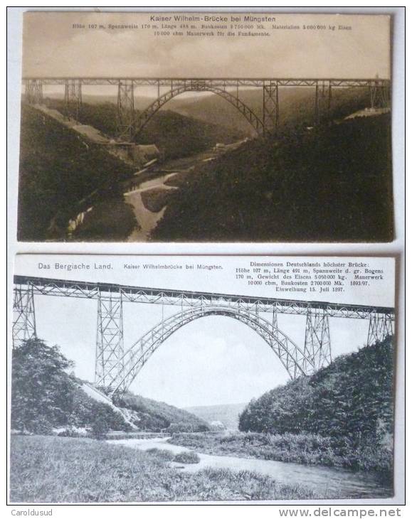CPA Lot 3x Kaiser Wilhelm Brucke Bei Mungsten 1X Avec Train Pont Voyagé 1906 TIMBRE CACHET REMSCHEID  + BRUCKENBERG - Remscheid