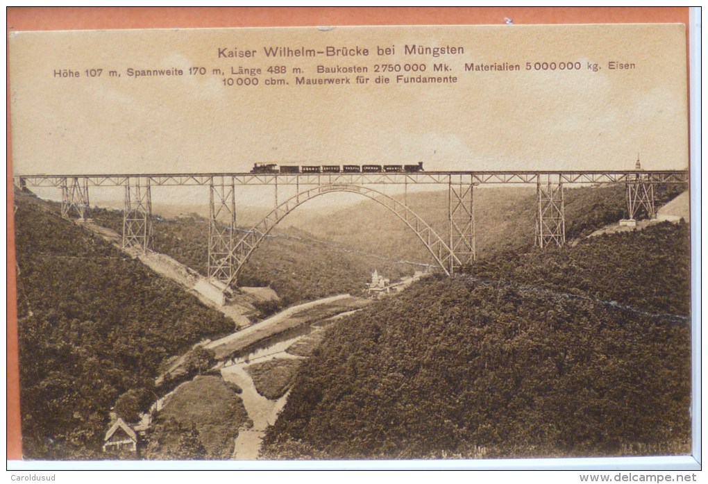 CPA Lot 3x Kaiser Wilhelm Brucke Bei Mungsten 1X Avec Train Pont Voyagé 1906 TIMBRE CACHET REMSCHEID  + BRUCKENBERG - Remscheid