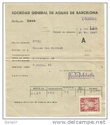 A410- DOCUMENTO SELLO MUNICIPAL  FISCAL 25 CENTIMOS GAVA LLOBREGAT BARCELONA FRANQUISMO,DICTADURA.AÑOS 40 S.SIN DEFECTOS - Nationalist Issues