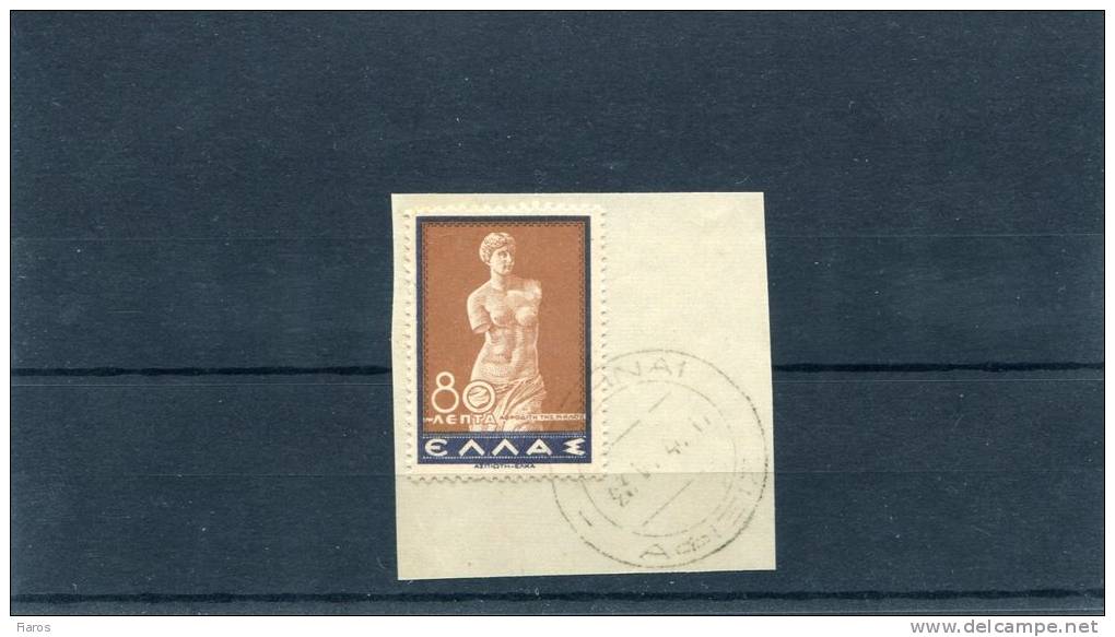 1937-Greece- "Venus Of Melos" 80l. Stamp Used On Paper Fragment [Athinai 23.6.1944] - Usati