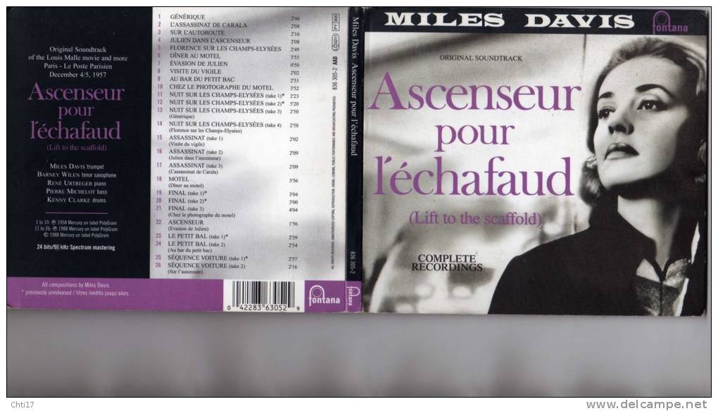 MILES DAVIS JAZZ  ALBUM "  ASCENSEUR POUR L ECHAFAUD   "  CD ORIGINAL MUSIQUE DE FILM - Reggae