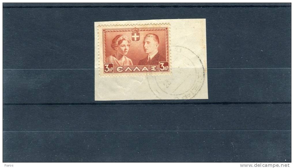 1938-Greece- "Princess Fredericka-Louise And Crown Prince Paul" 3dr. Stamp Used On Paper Fragment [Athinai 23.6.1944] - Usati