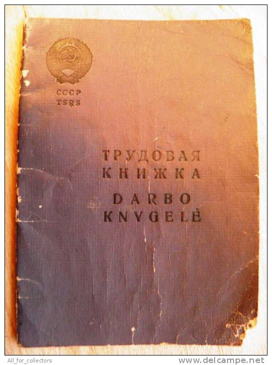 Booklet Carnet From USSR, Lithuania, WORK BOOK, 2 Photos - Documentos Históricos