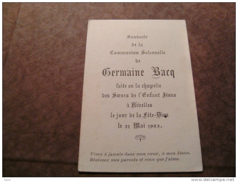 BC4-2-100 CDP Souvenir  Communion  Germaine Bacq Nivelles 1923 - Comunioni