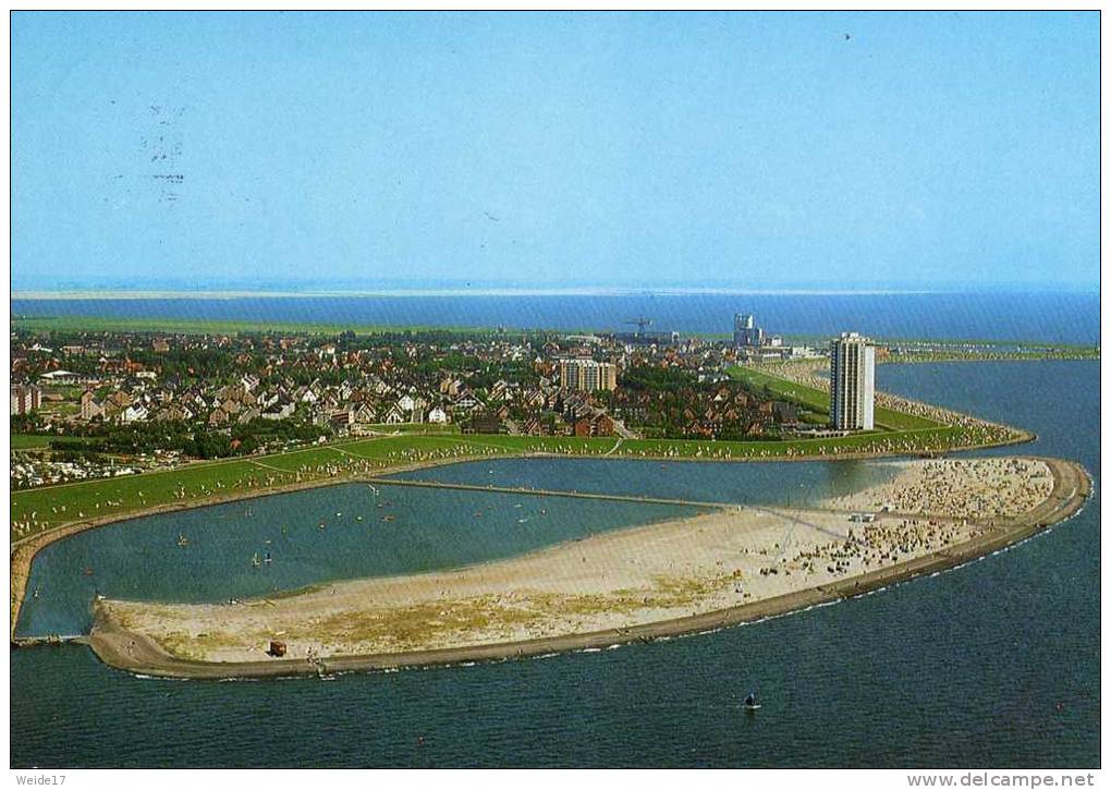 01173 BÜSUM - Blick Auf Den Sandstrand In Der Perlebucht Und Den Ort - Buesum