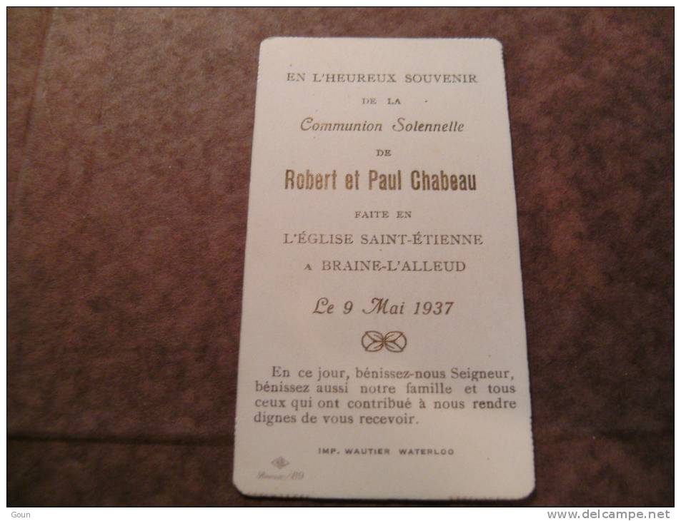 BC4-2-100 CDP Souvenir Communion Robert Et Paul Chabeau 1937 - Kommunion Und Konfirmazion