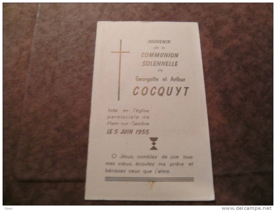 BC4-2-100 CDP Souvenir CommunionGeorgette Et Arthur Cocquyt Ham Sur Sambre 1955 - Communion