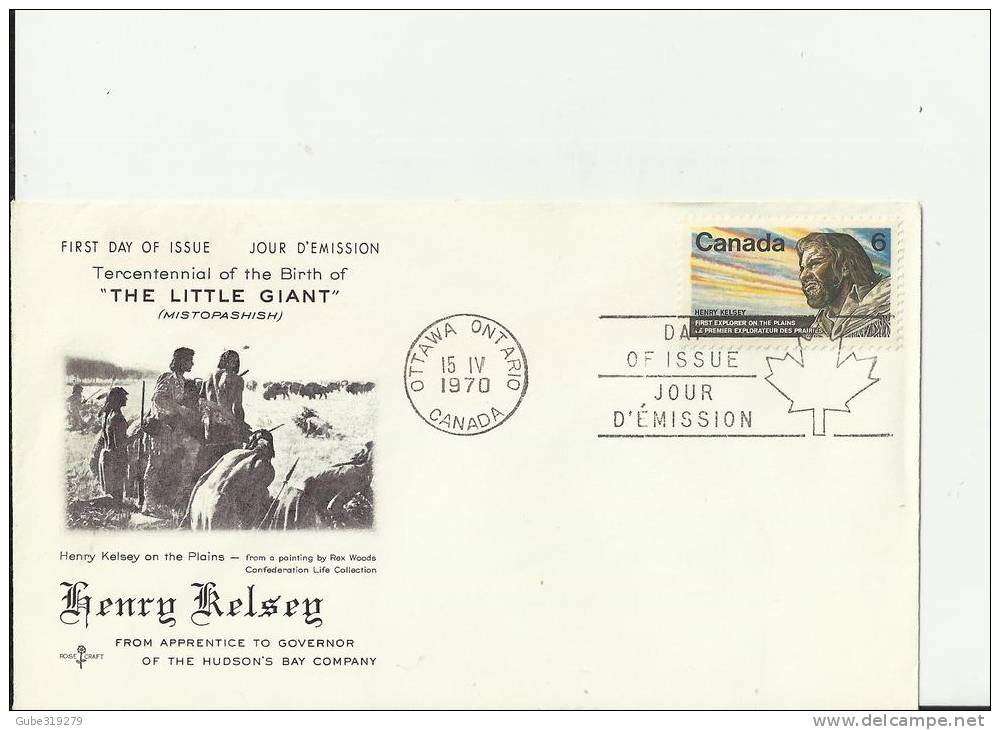 CANADA 1970 - FDC MHENRY RELSEY - GOVERNOR OF HUDSON' BAY COMPANY  W 1 ST OF 6 C POSTM OTTAWA ONT APR 15 RE1989 - 1961-1970