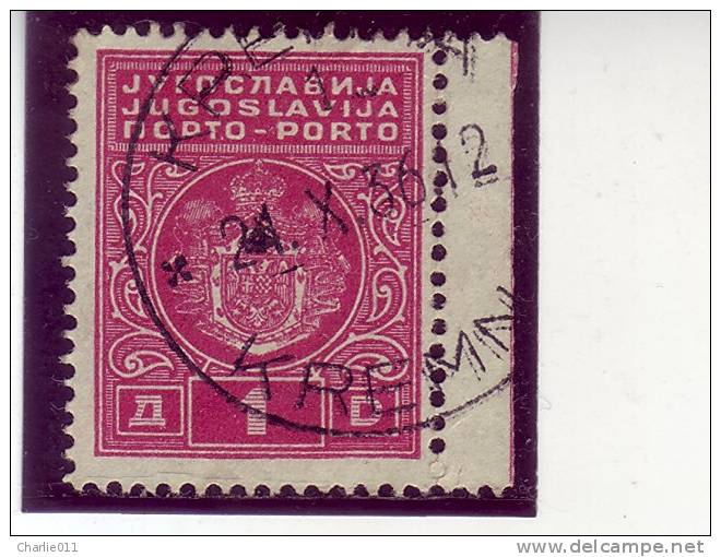 PORTO-COAT OF ARMS-1 DIN-TYPE II-POSTMARK-KREMNA-RARE-SERBIA-YUGOSLAVIA-1931 - Impuestos