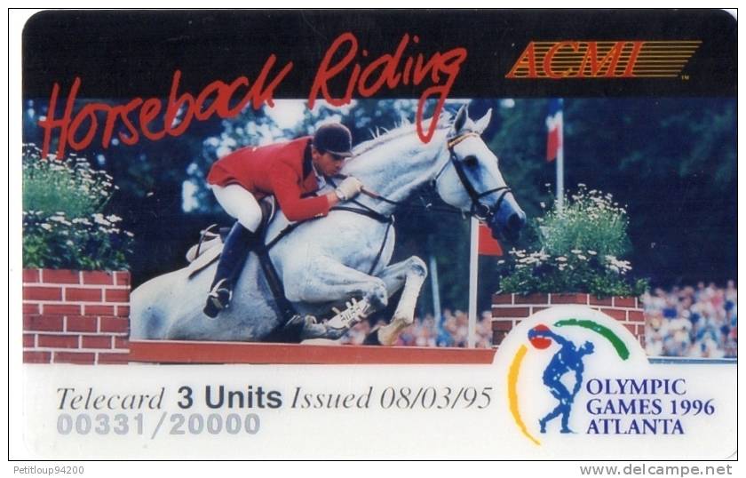 CARTE PREPAYEE  ETATS-UNIS 3 Units  ACMI  OLYMPIC GAMES 1996 ATANTA  Horseback Riding  **** - Sonstige & Ohne Zuordnung