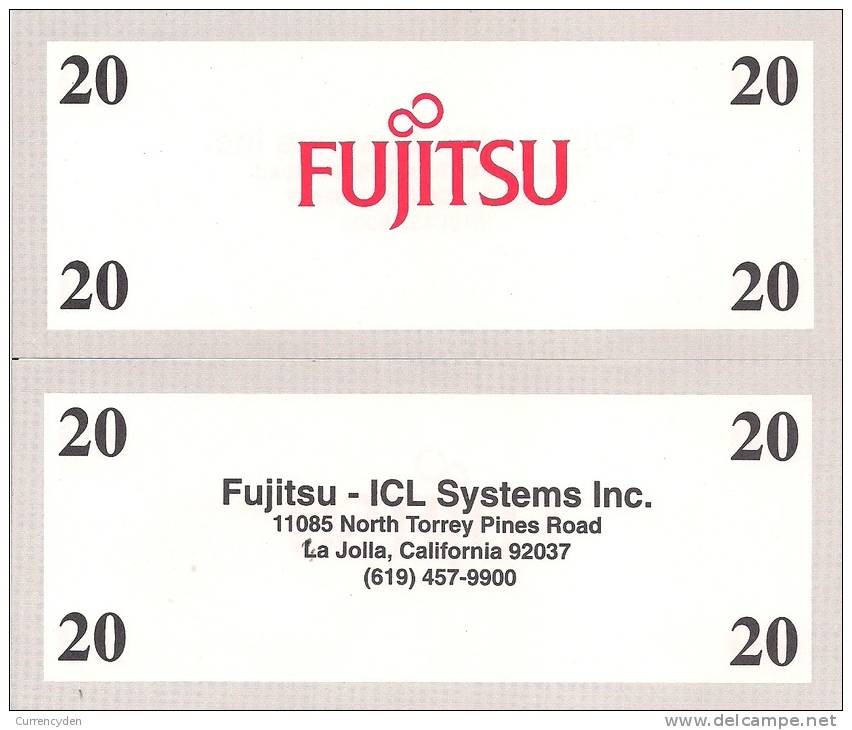 Test Note - FUJ-164d,  $20, Fujitsu - Ficción & Especímenes