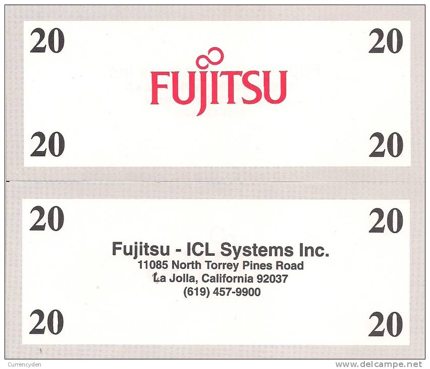 Test Note - FUJ-164d,  $20, Fujitsu - Fictifs & Spécimens
