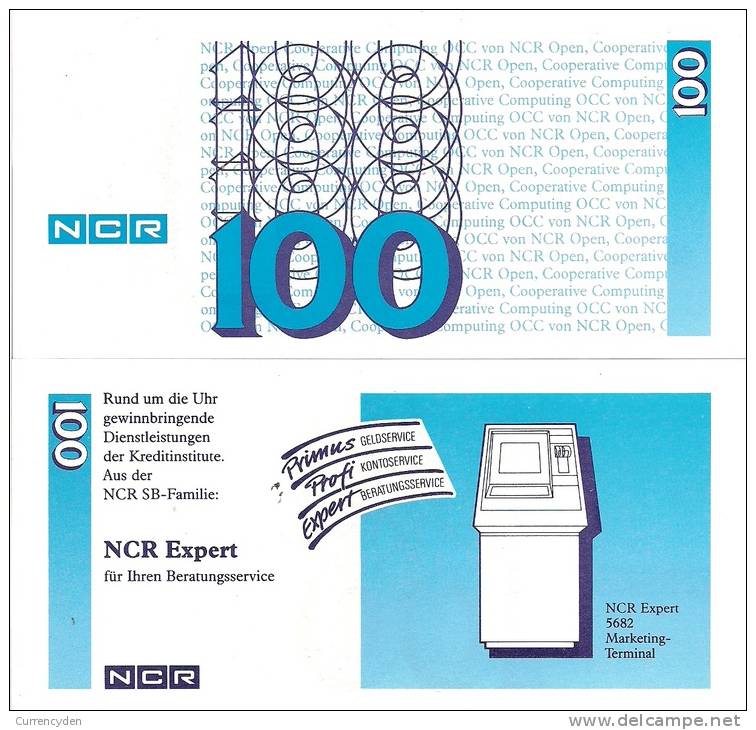 Test Note - NCR-234a, 100 Deutchmarks, ATM Machines - [17] Fakes & Specimens