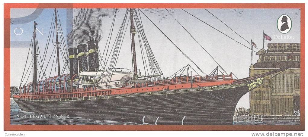 Test Note - TDLR-131, $1, DeLaRue, Ocean Liner - Vals En Specimen