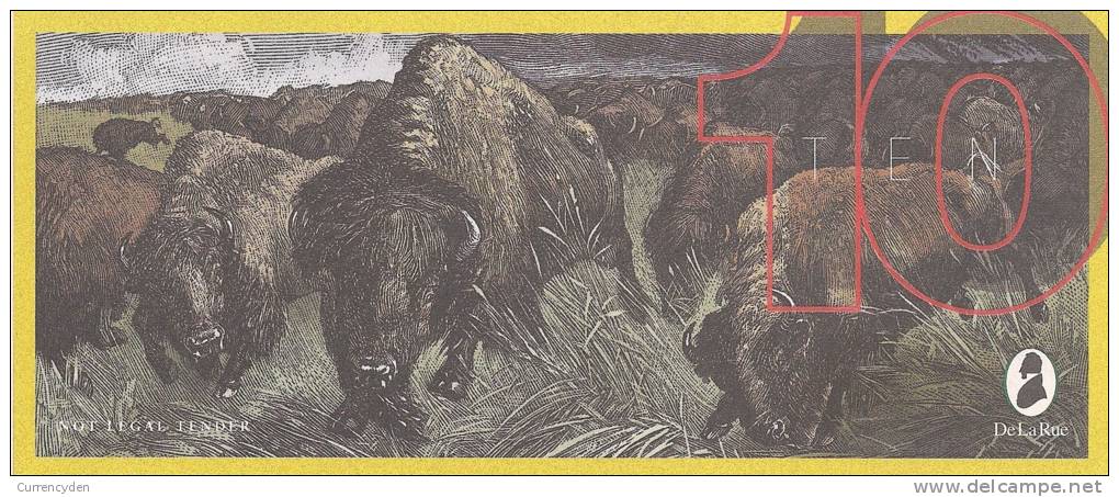 Test Note - TDLR-133, $10, DeLaRue, Buffalo Herd - Fictifs & Specimens