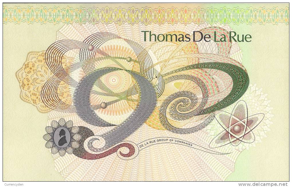 Test Note - TDLR-231b, HUGE  De La Rue Currency Sample - Vals En Specimen