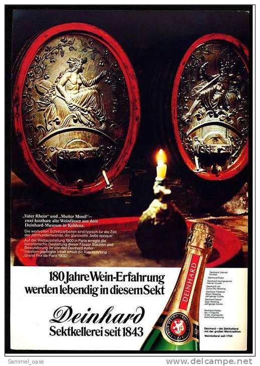 Reklame Werbeanzeige  -  Deinhard Sekt  ,  180 Jahre Wein-Erfahrung  ,  Von 1975 - Sonstige & Ohne Zuordnung