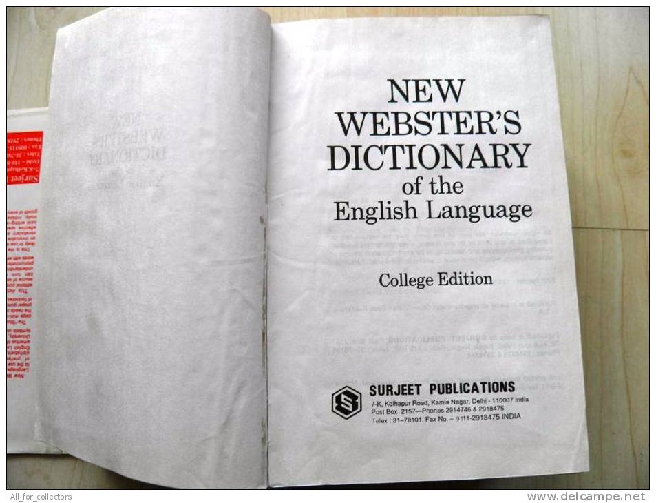 NEW WEBSTER's DICTIONARY Of The English Language, College Edition, 1856 Pages, 1,58,000 Entries, 800 Illustrat. 4 Scans - Autres & Non Classés