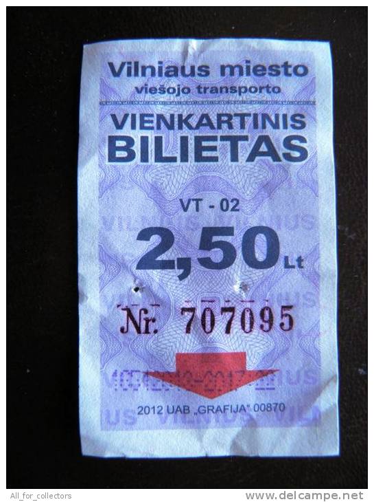Bus And Trlleybus Ticket From Lithuania 2,5lt. - Europe