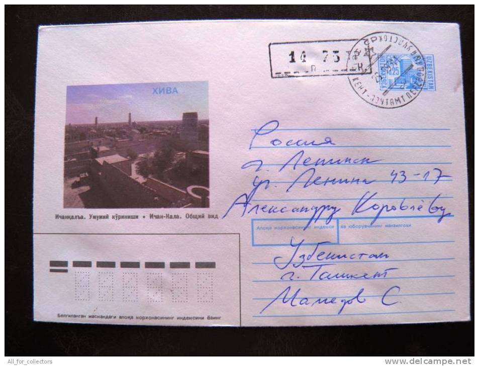 Cover Sent From Uzbekistan To Russia On 1993, Stationery Mixed With EXTRA PAY Cancel 14,75, Khiva - Oezbekistan