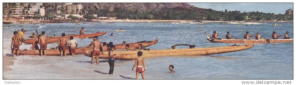 ÄLTERE POSTKARTE WAIKIKI ALONG THE BEACH TRADITIONAL BOAT HAWAII HONOLULU Einbaum Dug Out Pirogue Plage Cpa Postcard AK - Honolulu