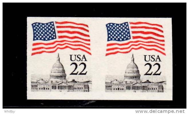 USA 1985 22c Flag Over Capital Issue #2115f  Imperf Pair - Errors, Freaks & Oddities (EFOs)