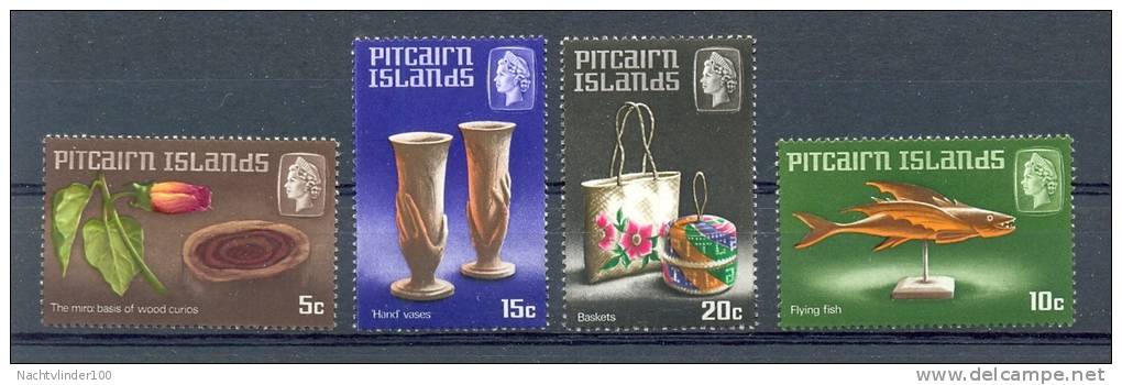 MR669 KUNST INHEEMS HANDWERK VIS HANDMADE POTTERY BASKETS FISH  PITCAIRN ISLAND 1968 PF/MNH - Pitcairninsel