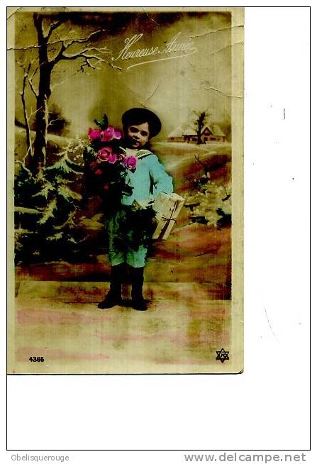 BONNE ANNEE ENFANT GARCON FLEURS  STYLE BELLE EPOQUE  1906  N °4366 DEFAUT - New Year
