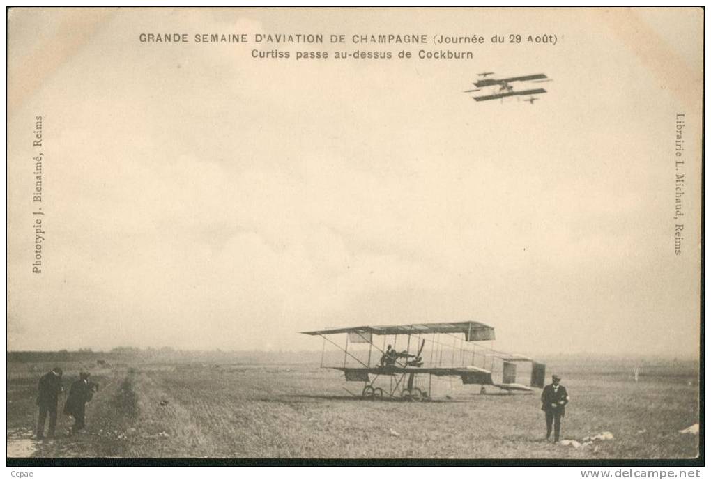 Semaine De Champagne -  29 Août  1909-  Curtiss Passe Au-dessus De Cockburn - Meetings