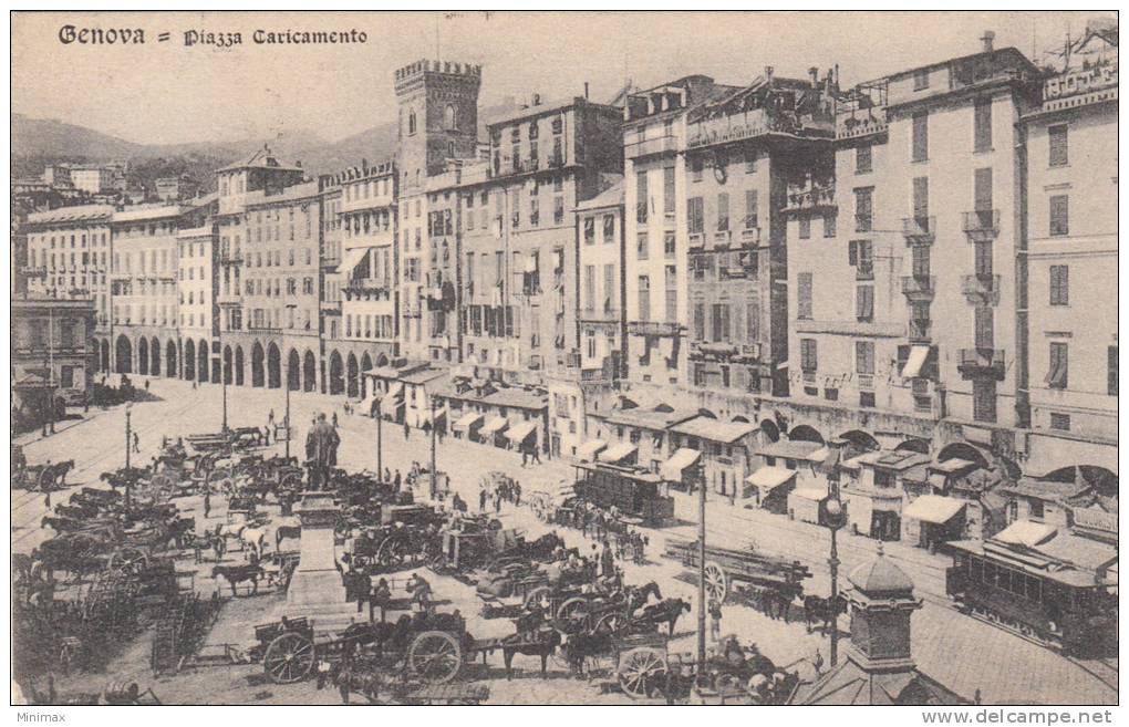 Genova - Piazza Caricamento, 1920, Animé, Tram - Genova