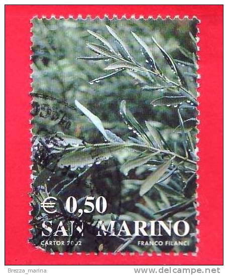 SAN MARINO -  2002 - I Colori Della Vita - 0,50 € • Rami D'ulivo (verde) - Oblitérés