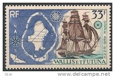 WALLIS Et FUTUNA 1955 /60 Poste Aerienne PA 17   Neufs Avec  Charnière Carte Des Iles Et Voilier - Neufs