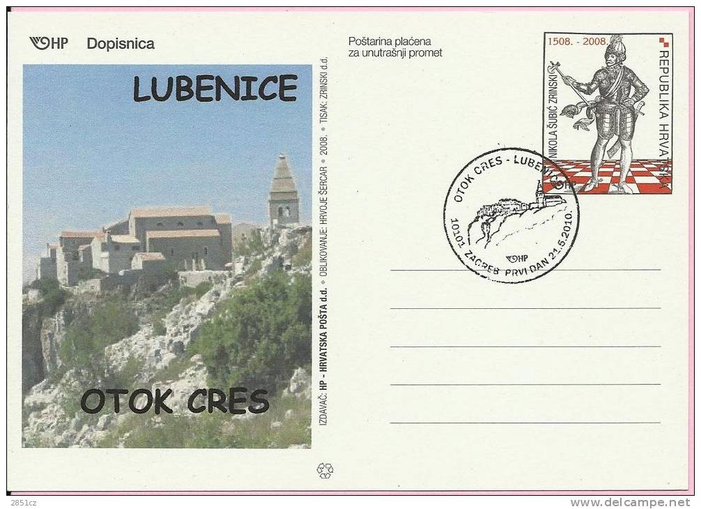 ISLAND CRES - LUBENICE, Zagreb, 21.5.2010., Croatia, Carte Postale - Iles