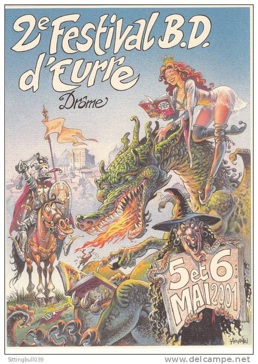 AOUAMRI. Affichette, Sur Papier Vergé, Pour Le 2e Festival BD D'EURRE 2001. Bulles En Drôme. - Affiches & Posters