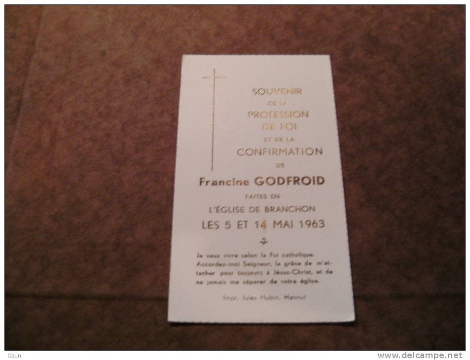 BC4-2-100 CDP Souvenir Communion  Francine Godfroid Branchon 1963 - Kommunion Und Konfirmazion