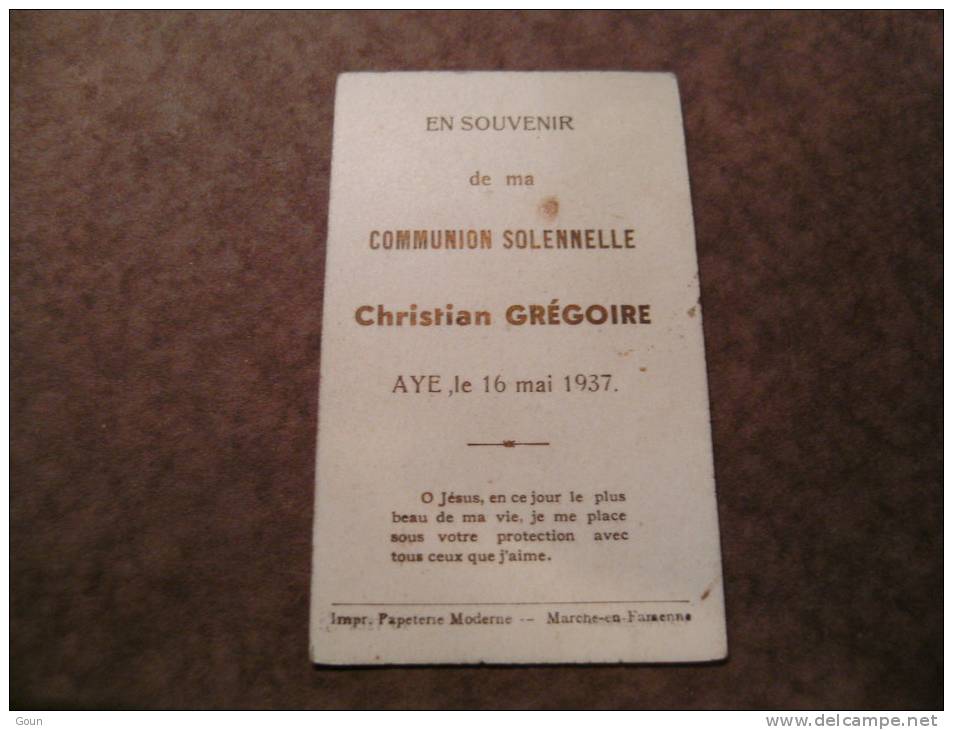 BC4-2-100 CDP Souvenir Communion Christian Gregoire Aye 1937 - Kommunion Und Konfirmazion