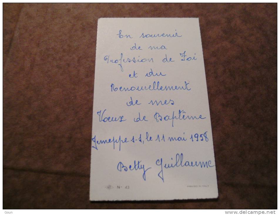 BC4-2-100 CDP Souvenir Communion Betty Guillaume Jemeppe Sur Sambre 1958 - Communion