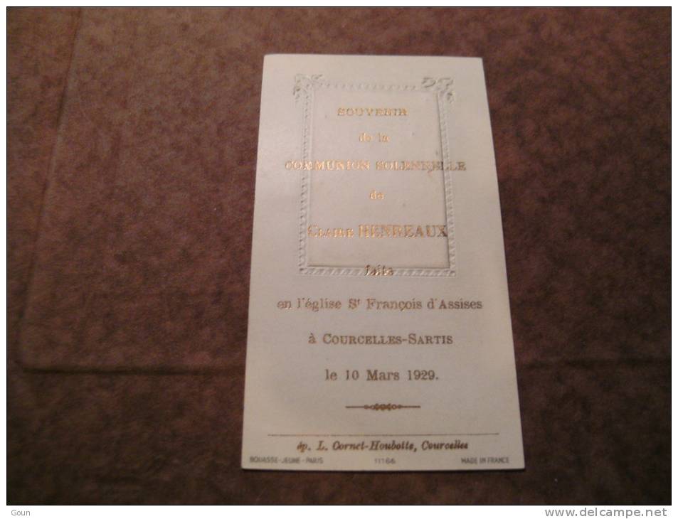 BC4-2-100 CDP Souvenir Communion  Claire Henreaux Courcelles Sartis 1929 - Communion