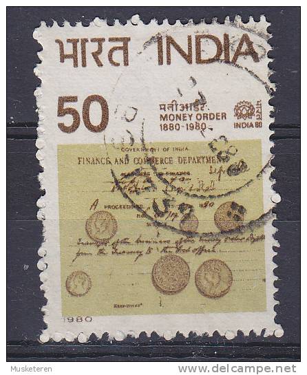 India 1980 Mi. 810     50 P Internationale Briefmarkenausstellung INDIA '80 Münzen Coins, Document - Gebruikt