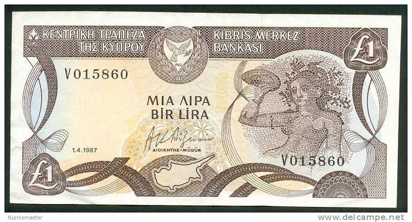 CYPRUS , 1 LIRA 1.4.1987. P-53a , XF - Zypern