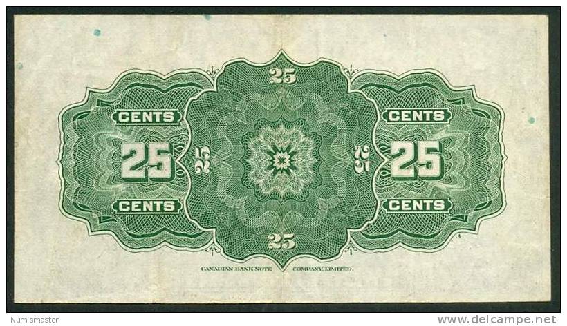 CANADA , 25 CENTS 2.7.1923 , CAMPBELL - CLARK , AUNC - Kanada