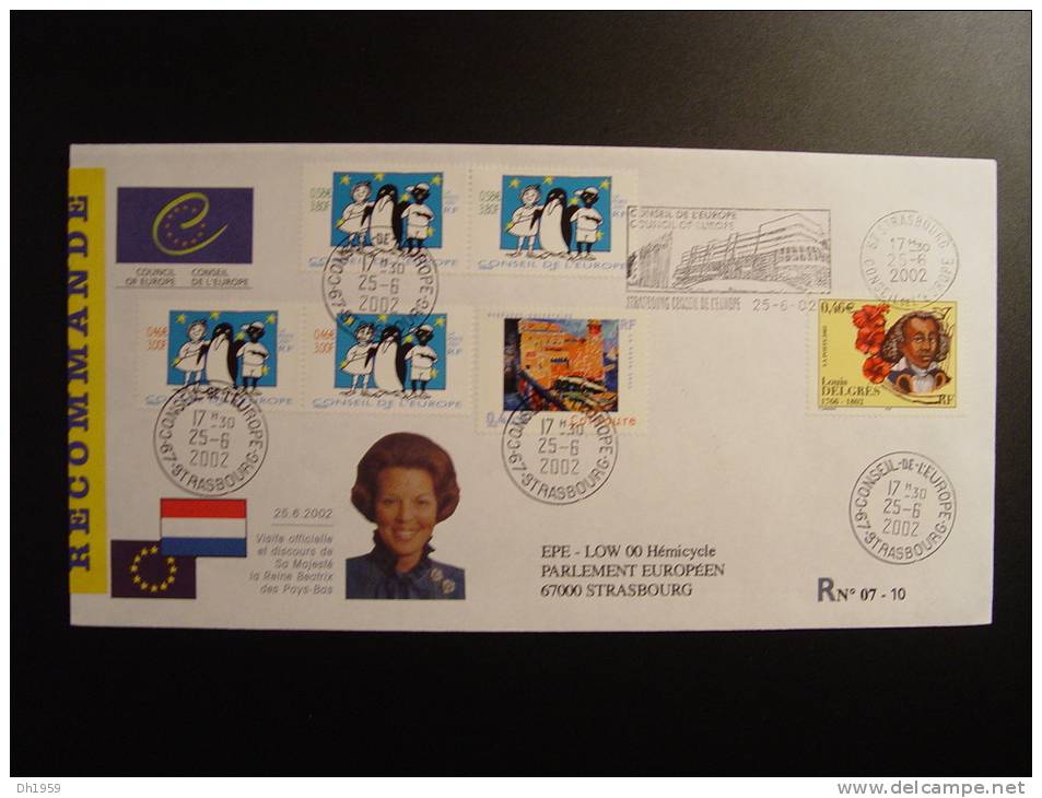 VISITE OFFICIELLE MAJESTE REINE BEATRIX PAYS-BAS  CONSEIL DE L´EUROPE EUROPA PARLAMENT TIRAGE LIMITE COUNCIL OF EUROPE - Storia Postale