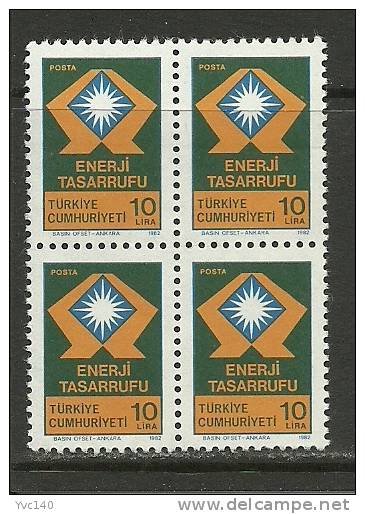Turkey; 1982 Regular Issue Stamp With The Subject Of Energy-saving - Unused Stamps